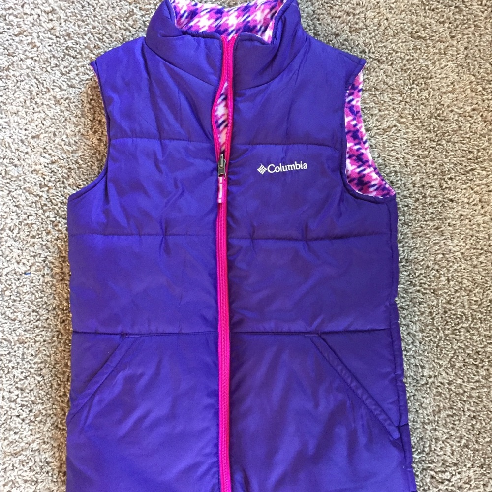 Columbia reversible puffer vest girls large 14/16